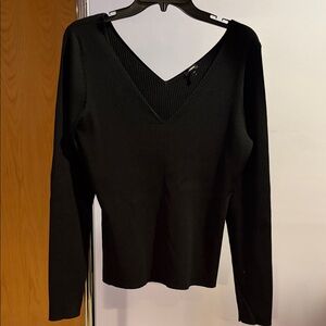 Express Black Ribbed Knit Top